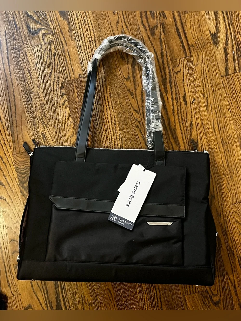 Samsonite Black Nylon Tote with Leather-Style Straps